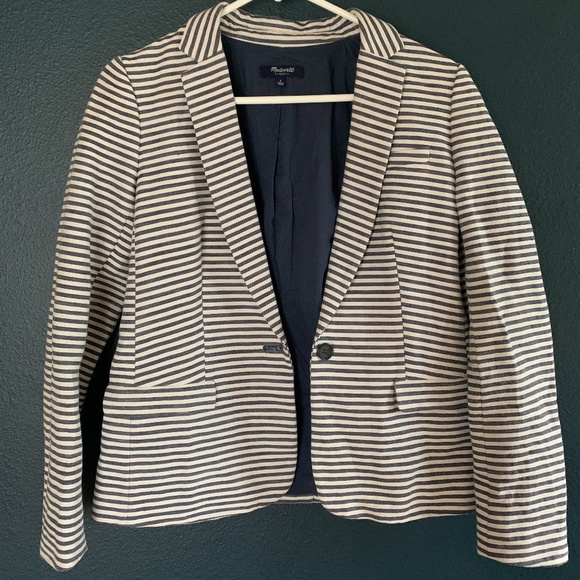 Preppy Madewell Blazer Size 2, Navy and White - Picture 1 of 5